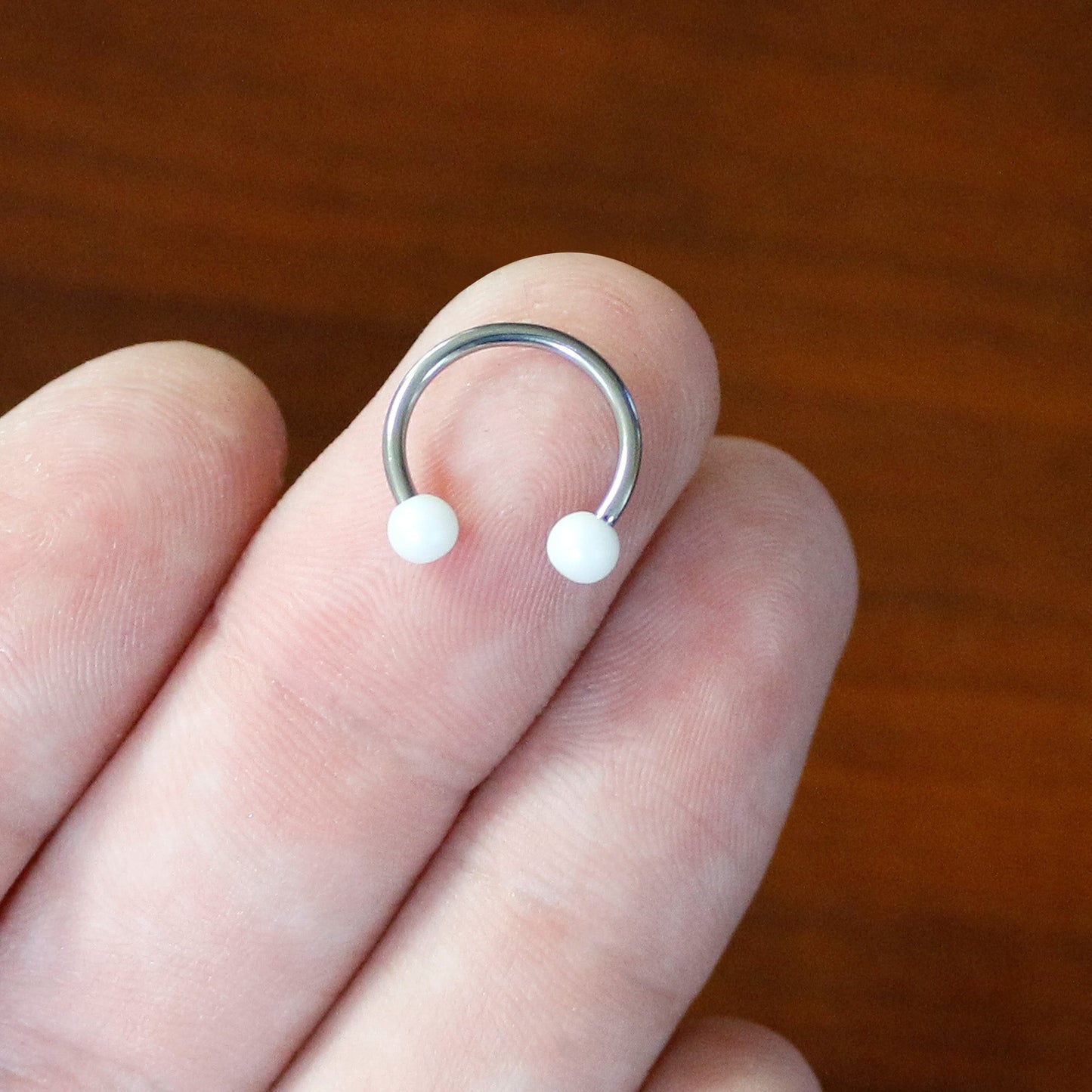 16G 3/8 Matte White Aurora Horseshoe Circular Barbell