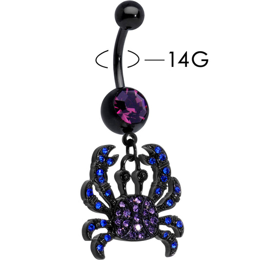 Blue Purple Gem Black Chic Crab Dangle Belly Ring