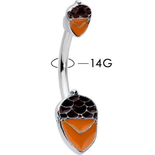 Autumn Acorn Brown Orange Fall Double Mount Belly Ring