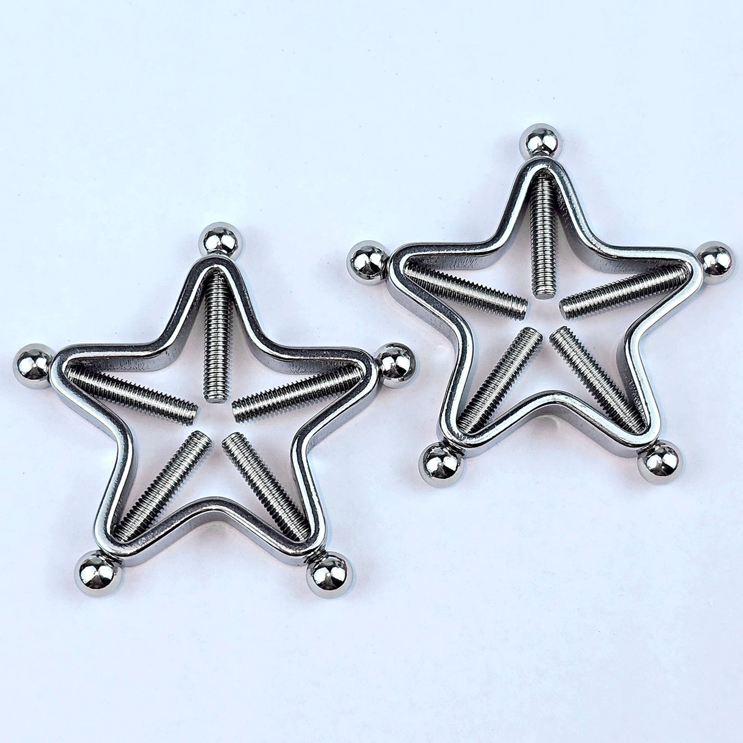 Star Bolt Style Clip on Non Pierced Nipple Ring Set