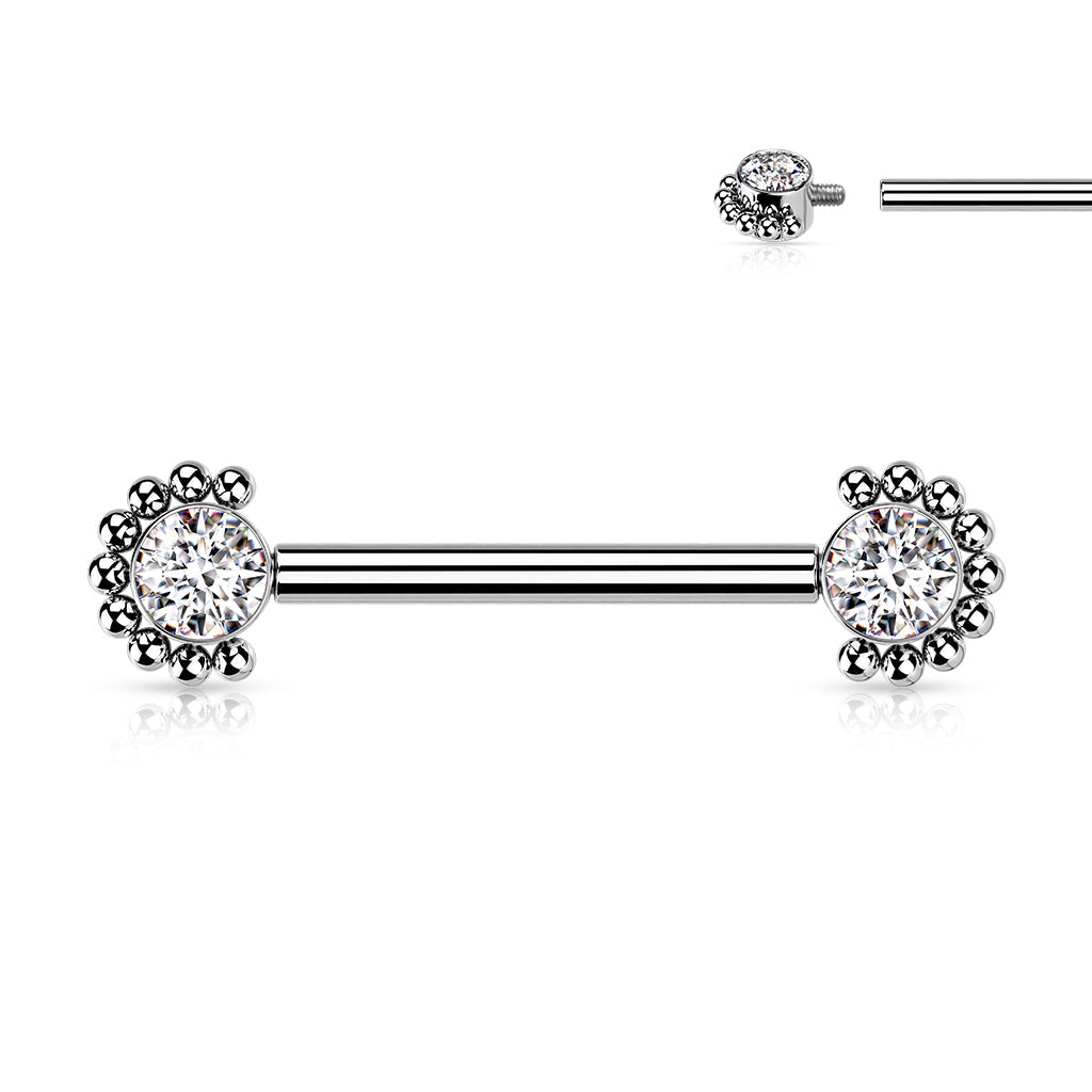 14G CZ Baller ASTM F-136 Implant Grade Titanium Internally Threaded Bridge Barbell
