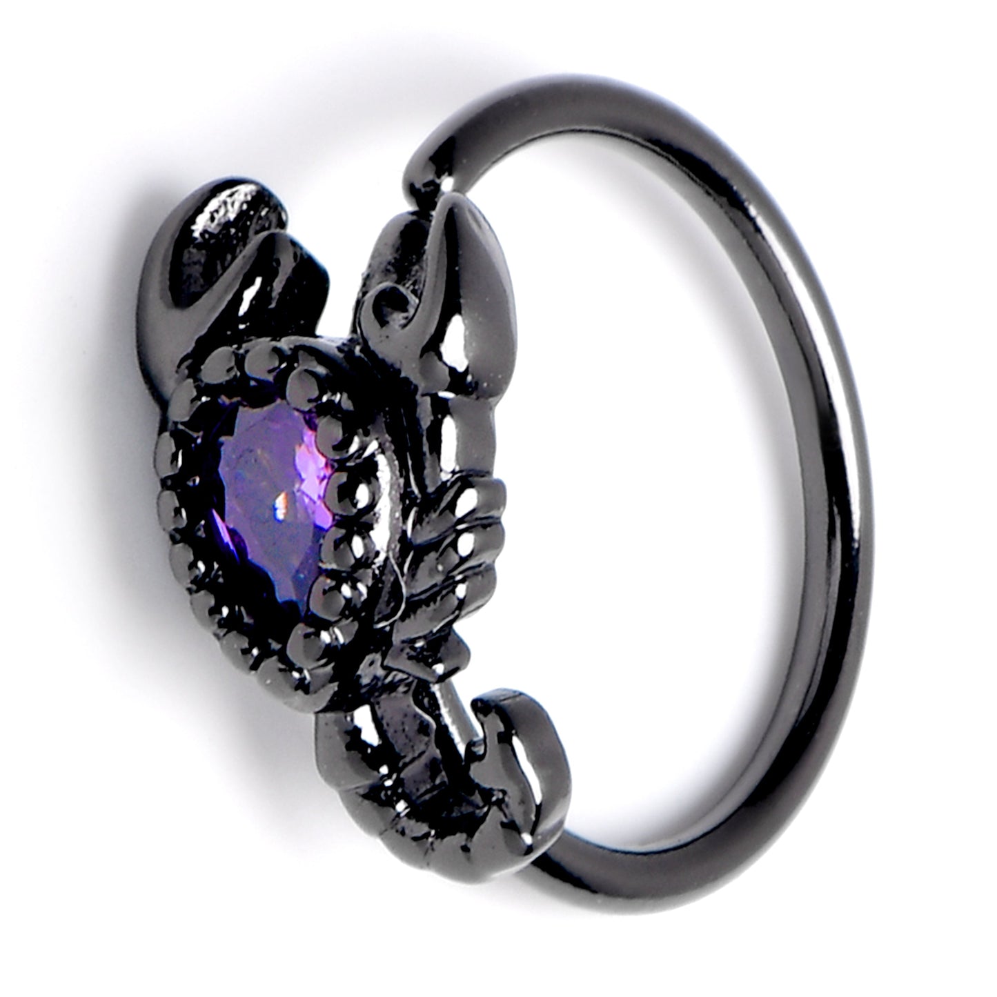 20G Black Goth Scorpion Purple Nose Hoop