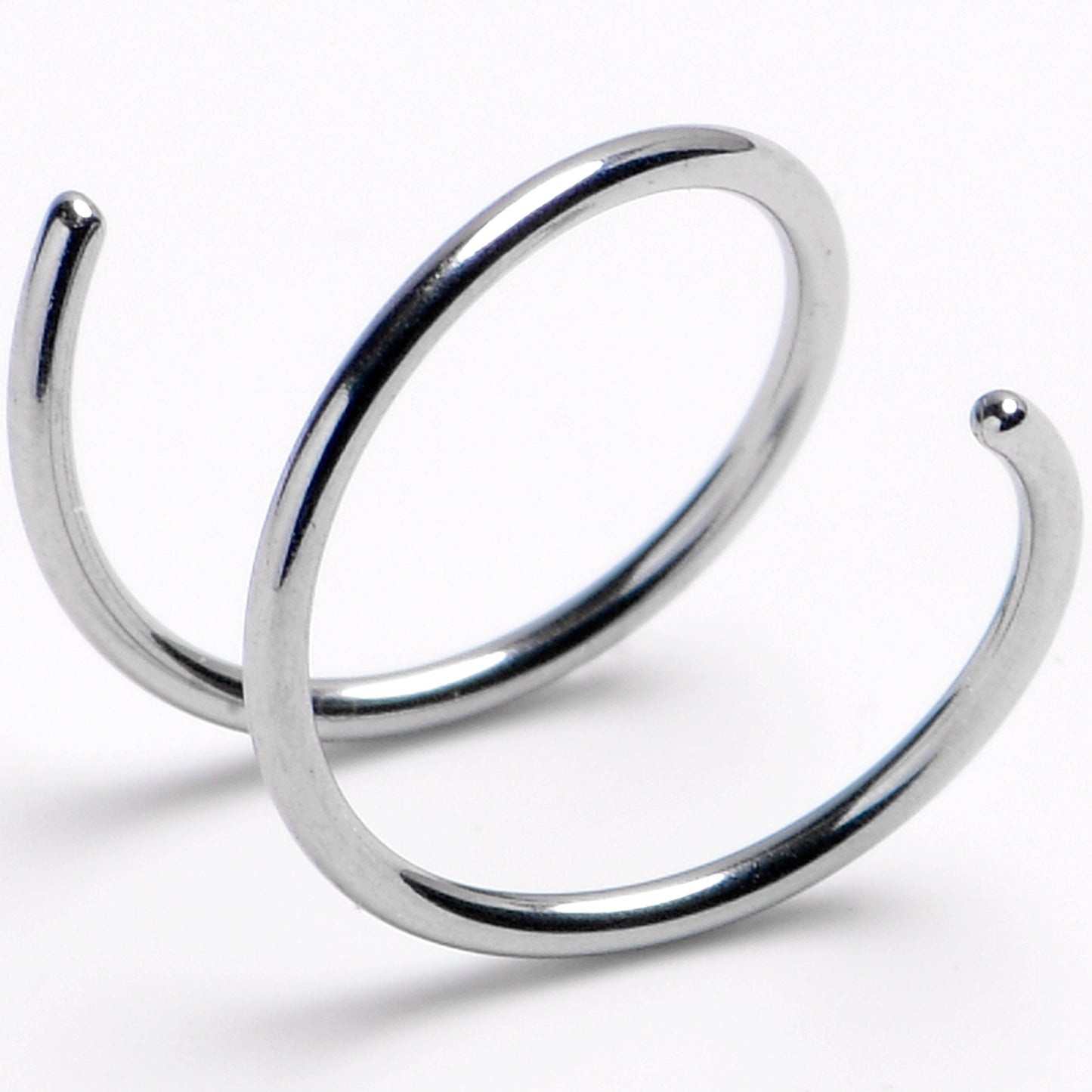 20G Double Hoop 316L Surgical Steel Left Spiral Nose Ring