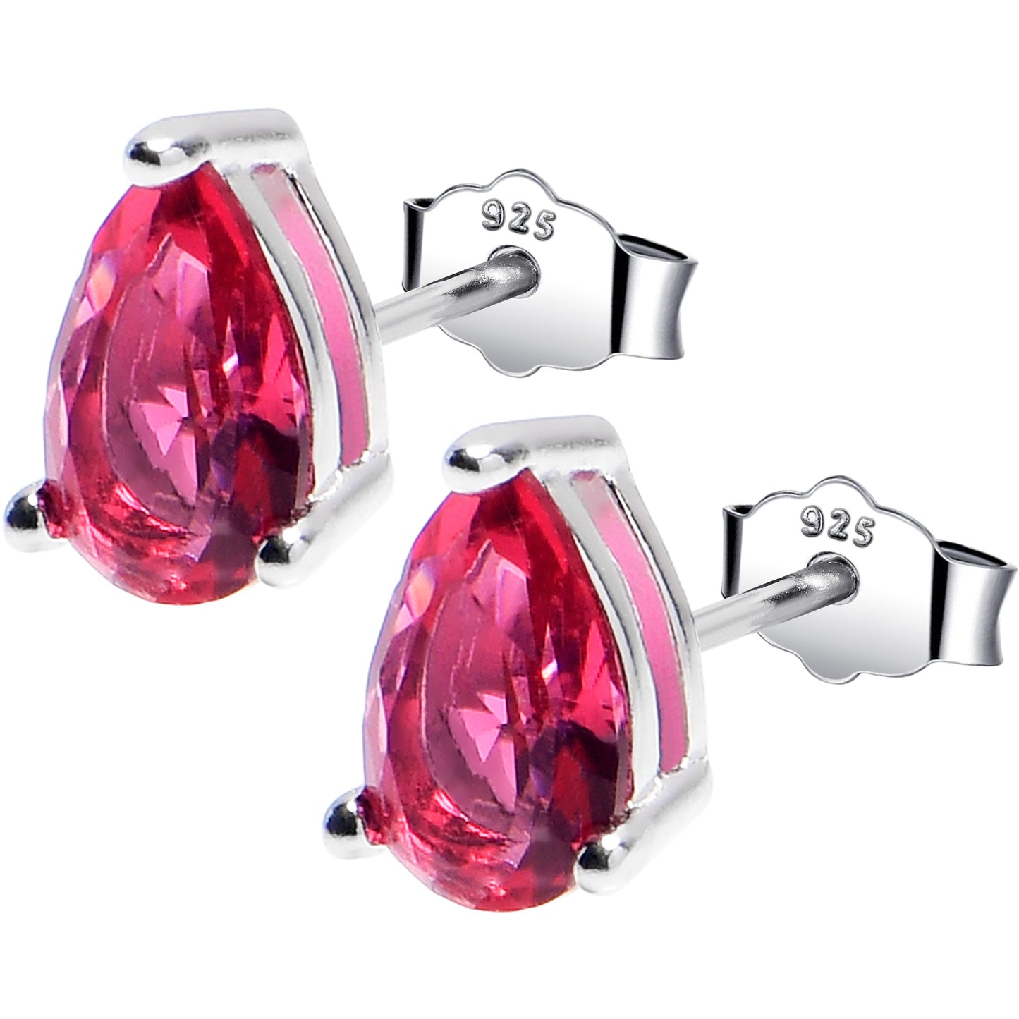 5mm CZ Pear 925 Sterling Silver July Birthstone Stud Earrings