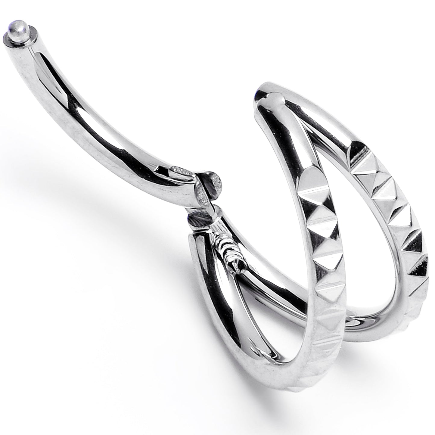 16G 5/16" 316L Steel Double Spike Precision Hinged Segment Ring