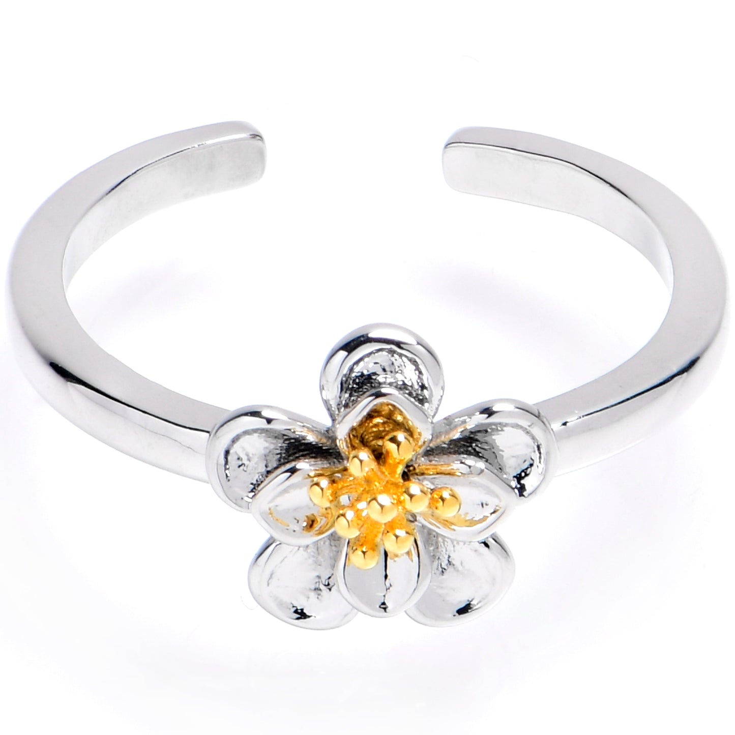 Happy Flower Golden Center Adjustable Toe Ring