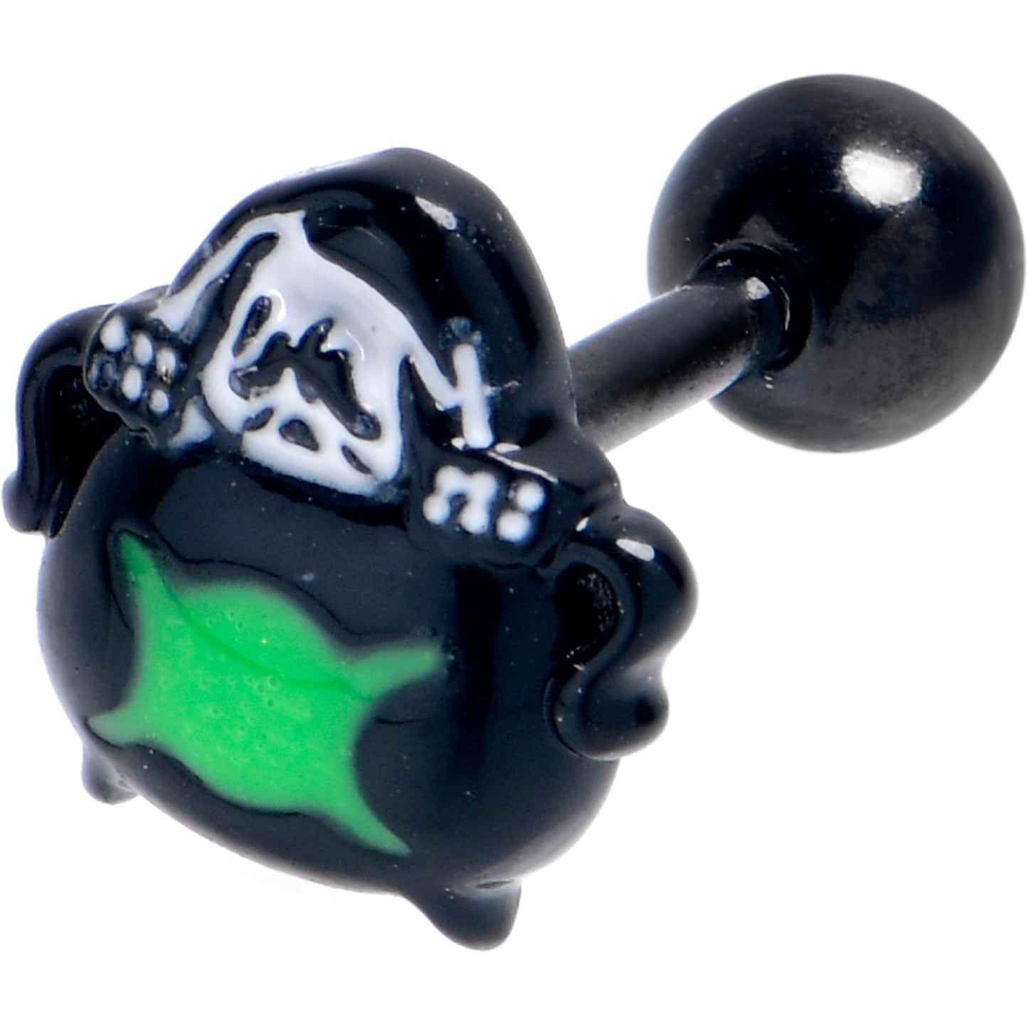 16G 1/4 Black Triple Moon Cauldron Cartilage Tragus Earring