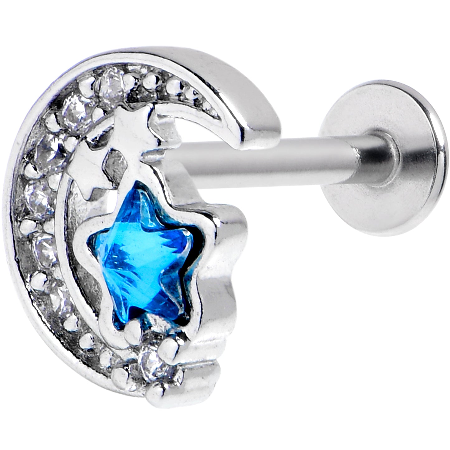 16G 5/16 Blue Clear CZ Gem Starry Night Sky Labret Monroe Tragus