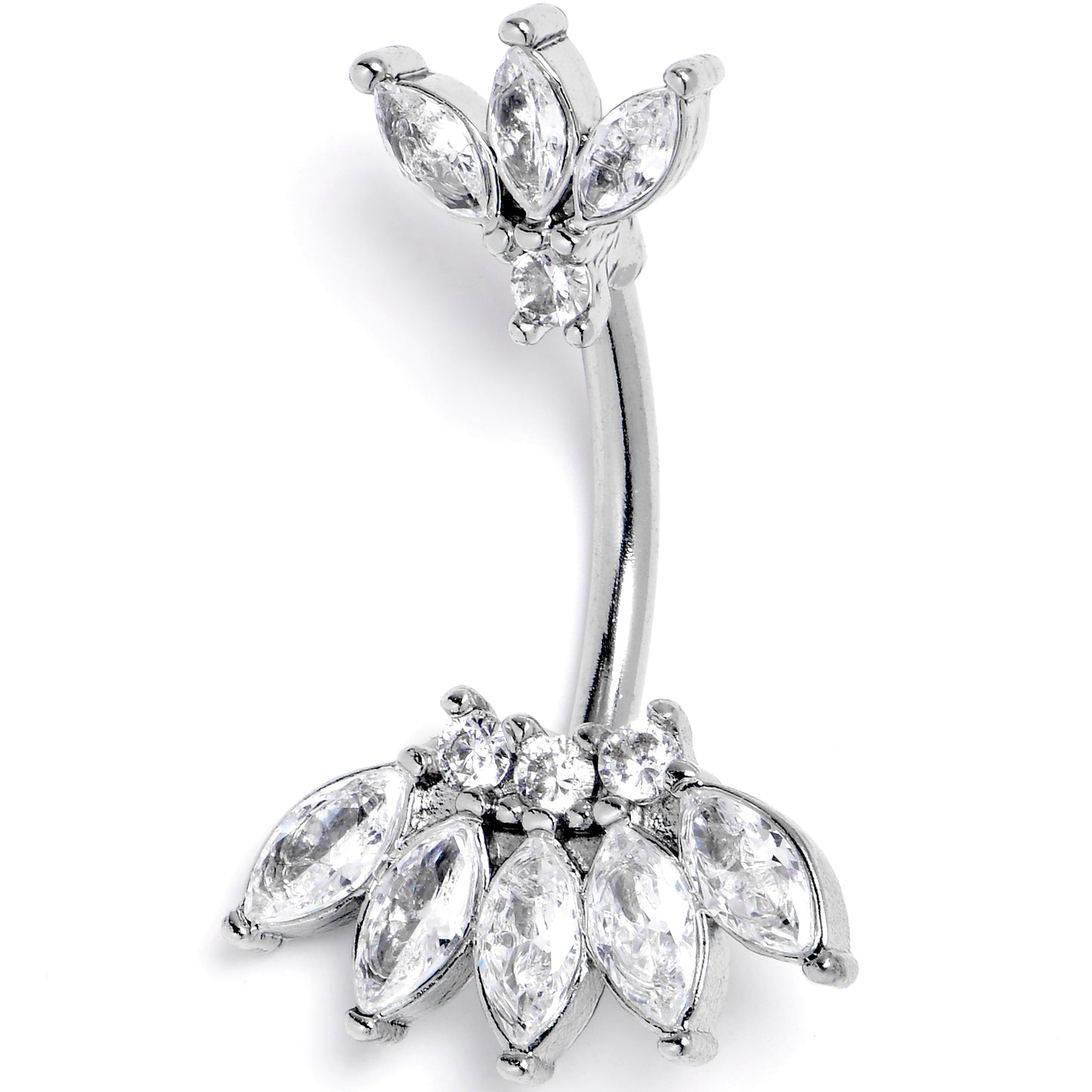 Clear Gem Fashion Fan Double Mount Belly Ring