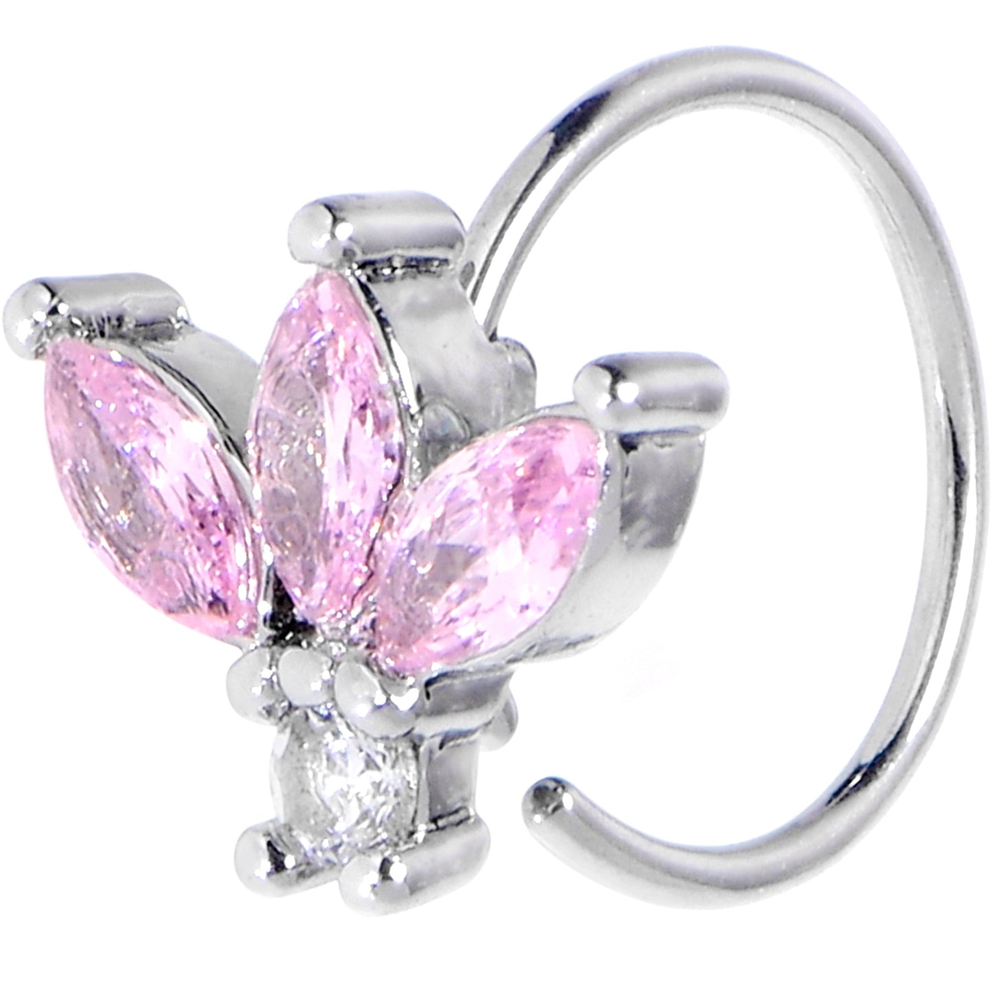20G 5/16 Pink Gem Fashion Fan Mini Nose Hoop