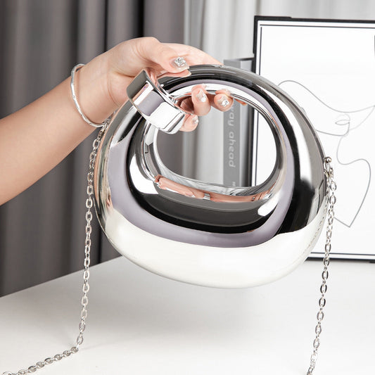 Acrylic gold box, goose egg shaped party purse, cloud shell evening clutch purse, messenger bag, clutch purse party, prom bag, party purse, prom bags clutch, Wedding purse