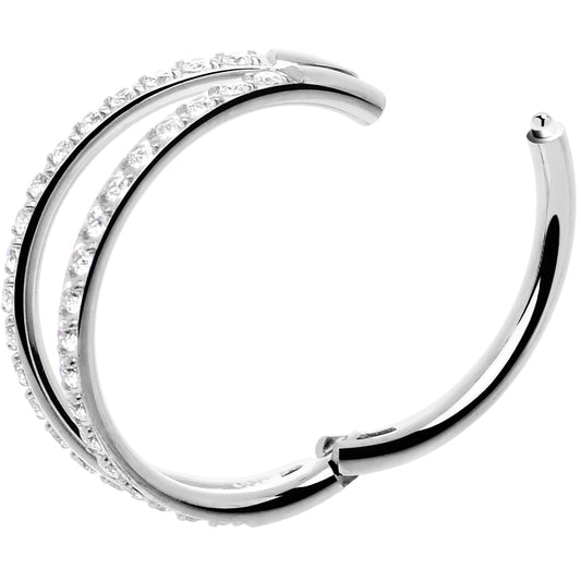 Micro Gem Titanium Hinged Double Nose Hoop