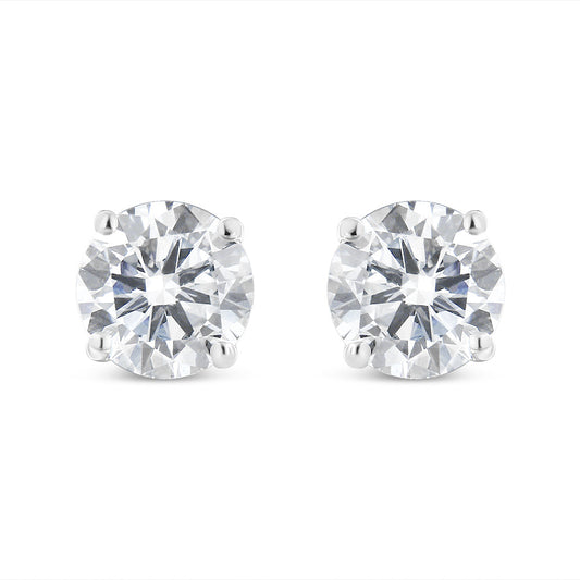 IGI Certified 14K White Gold 1 1/2 Cttw Lab Grown Diamond Solitaire Stud Earrings with Screwbacks (H-I Color, VS1-VS2 Clarity)