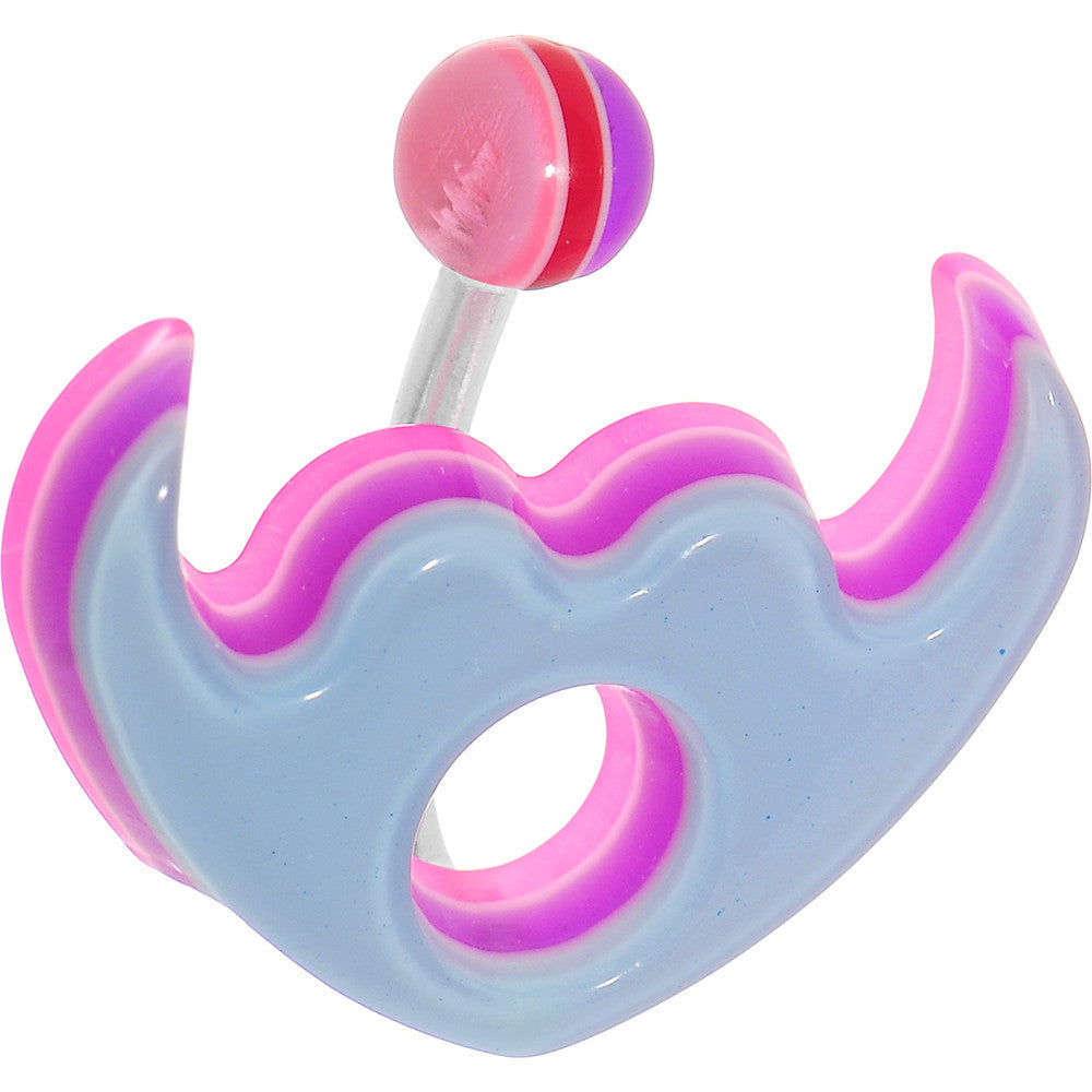 Aqua Acrylic Multi Layered Tribal Winged Heart Belly Ring