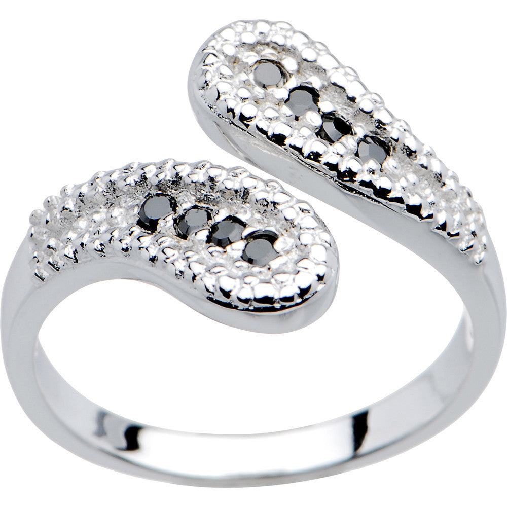 10K White Gold Black Cubic Zirconia Wrap Toe Ring