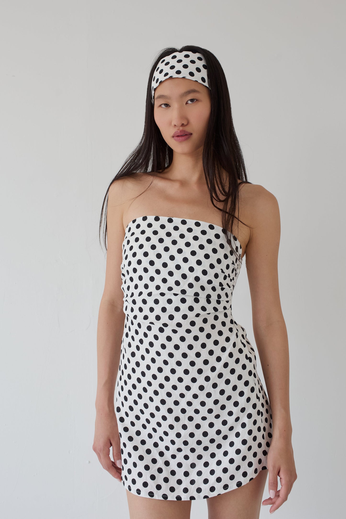NGOC polka dot dress white