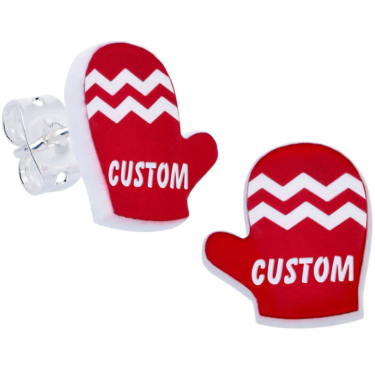 Custom Holiday Mittens Personalized Stud Earrings