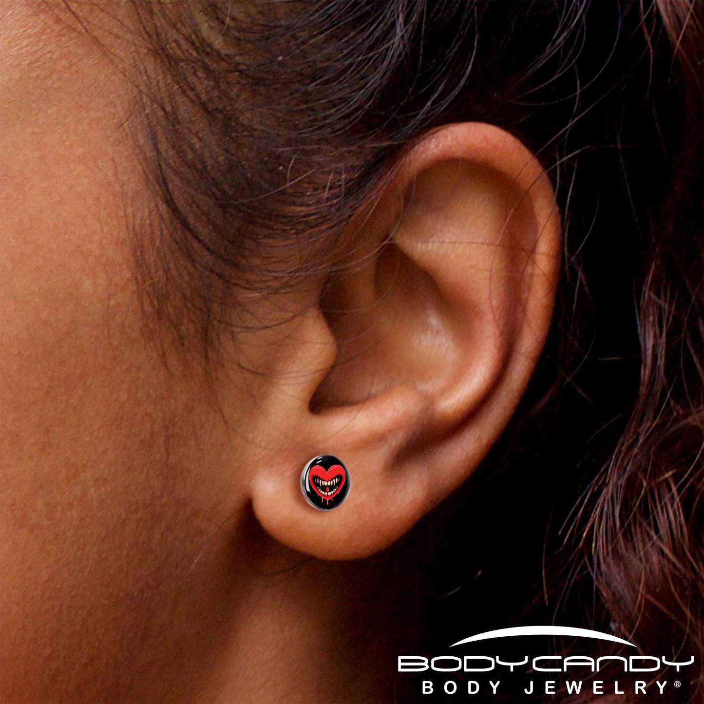 Valentine Heart Vampire Stud Earrings