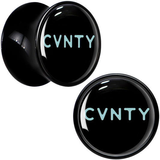 0G Phrase Logo CVNTY Black Acrylic Saddle Plug Set by Onyx O