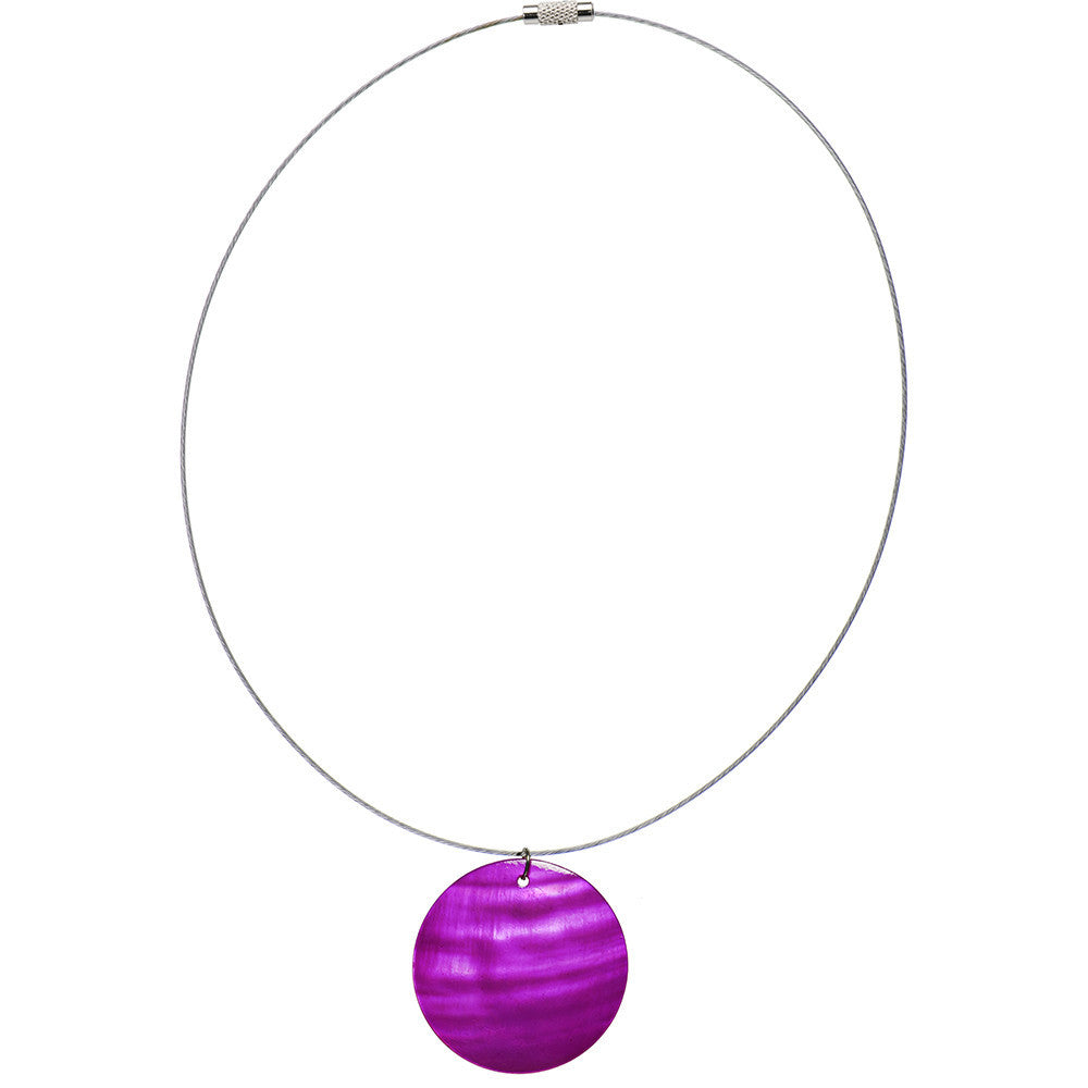 Handcrafted Fuchsia Hammershell Wire Choker