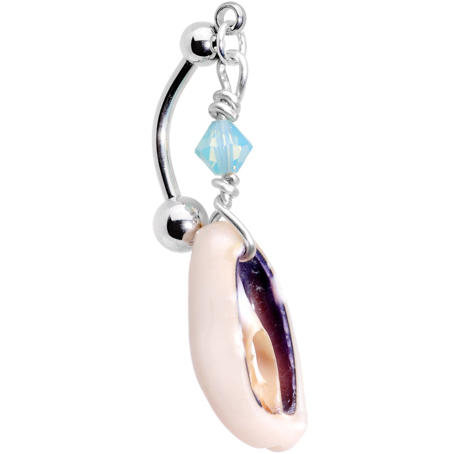 Puka Shell Reversible Belly Ring Created with Crystals