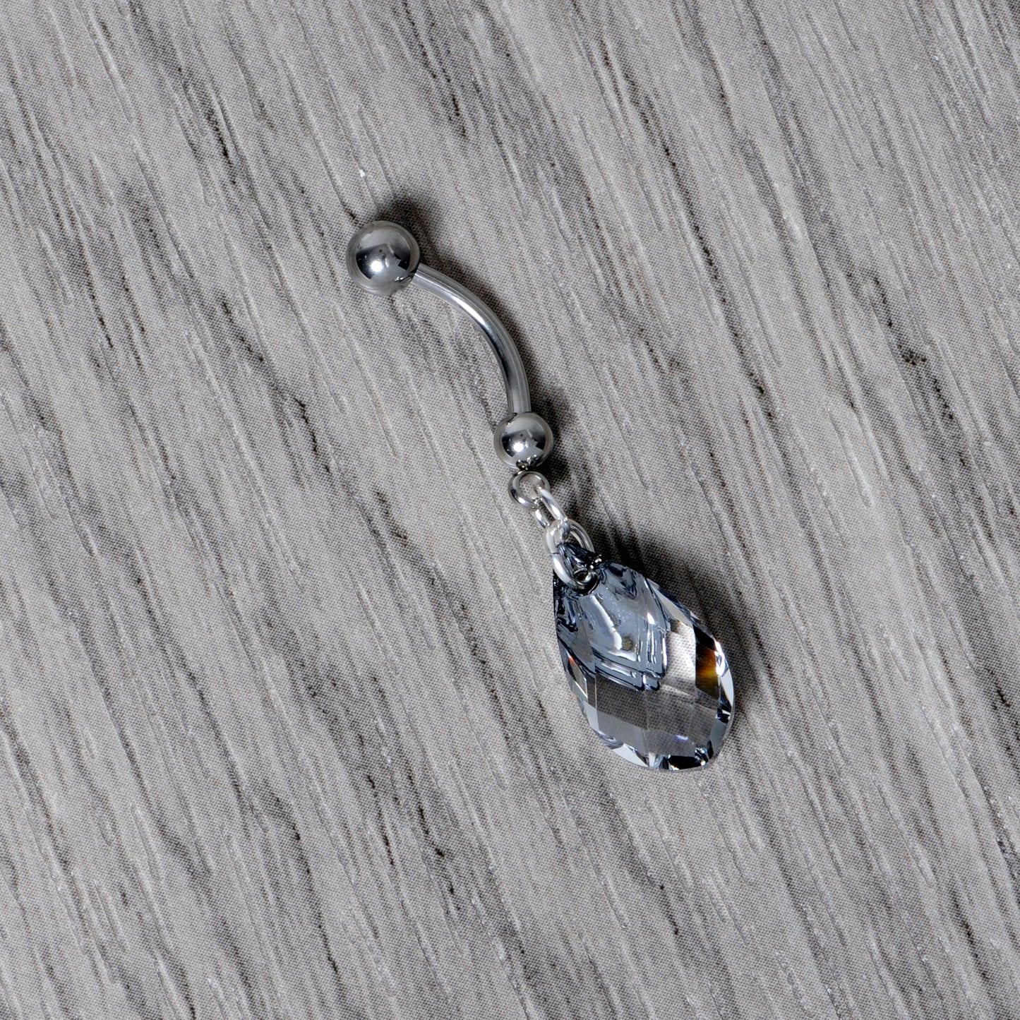 Clear Drop Reversible Belly Ring Created with Crystals
