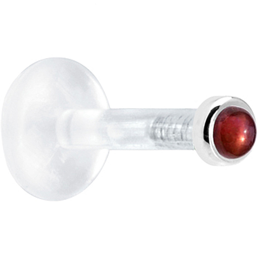 Solid 14K White Gold 2mm Genuine Red Garnet Bioplast Push in Monroe