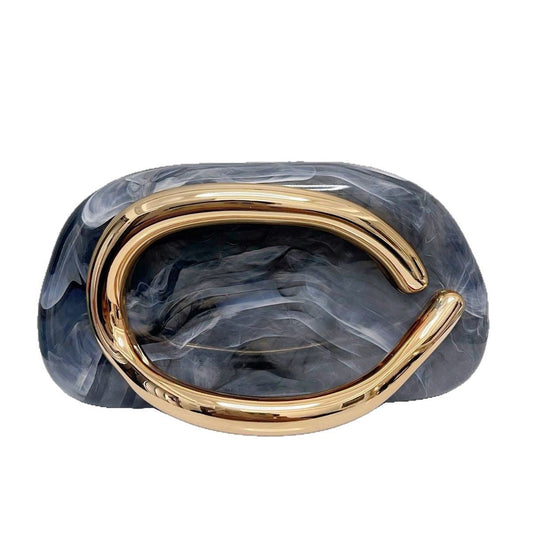 Metal Strip Decorative Design Box Cocktail Clutch Luxury High Sense Evening Bag Dress Garment Bag