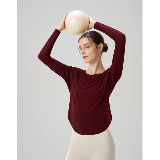 Autumn Nude Feel Yoga Clothes Women Loose Sexy off the Shoulder Yoga Jacket Casual Drape Sports Long Sleeved Top