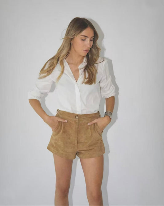 Autumn Winter Retro Suede Locomotive Clothing Jacket Coat Shorts Two Piece Sets