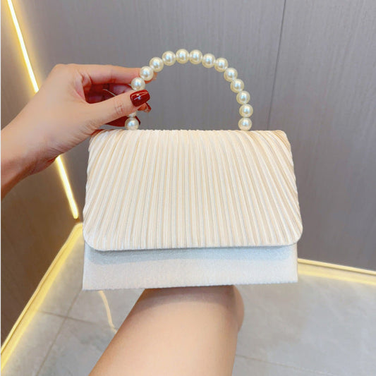 Women's Clutch Bag, Unique French Pleated Evening Dress Bag, Crossbody Handheld Banquet Bag M4647-009W85