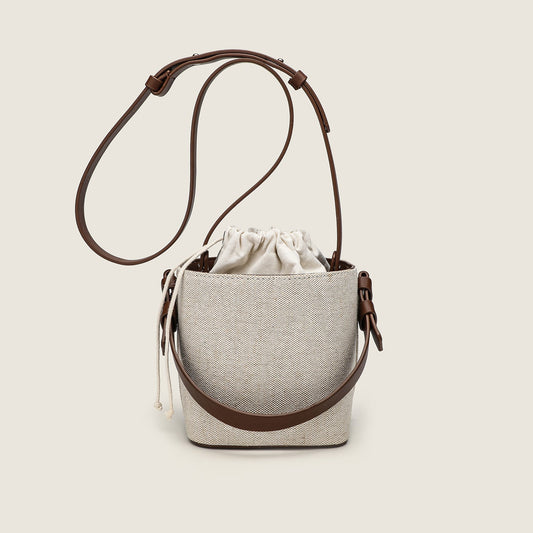 Stylish Canvas Bucket Bag – Versatile Contrast Bag & Elegant Shoulder Crossbody Handbag hobo