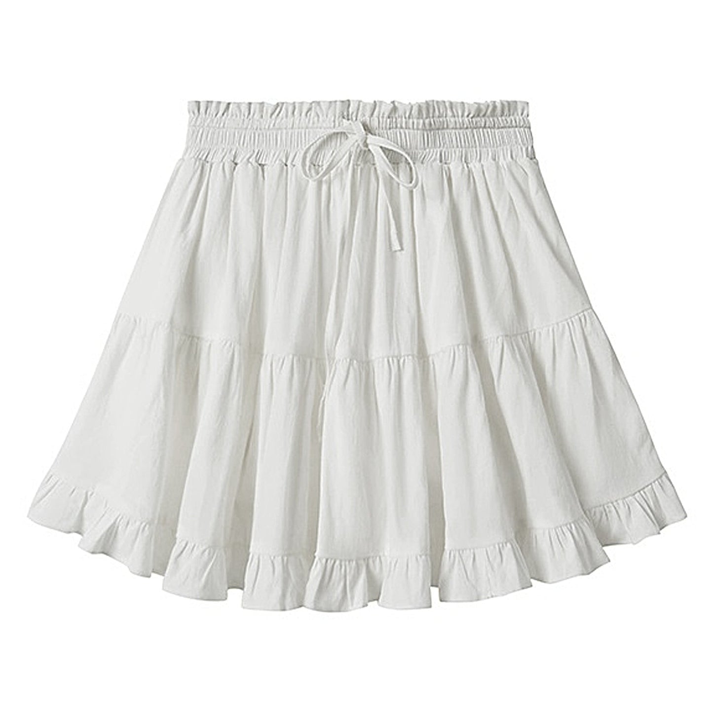 Women Clothing Drawstring Lace Skirt High Waist Elastic Pantskirt Beach All Matching Skirt Women