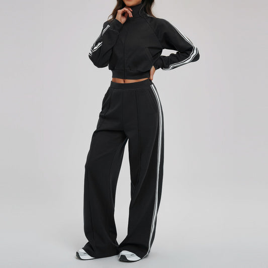 Contrast Color Sweatshirt Suit Loose Casual Comfortable All Match Outdoor Biking Mountain Climbing Sports Two Piece Sets