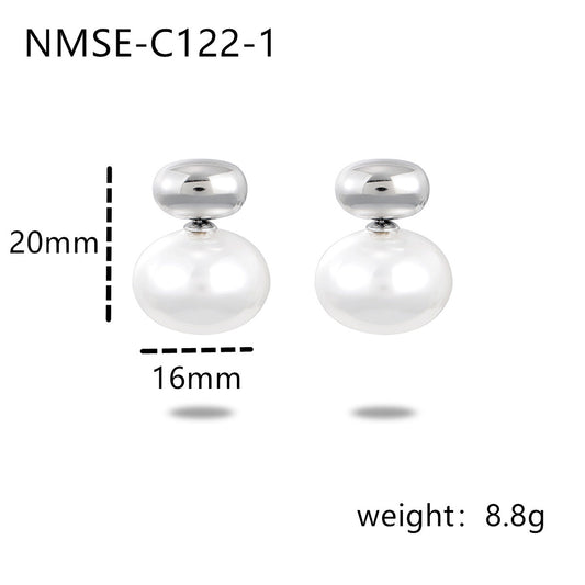Pearl Stainless Steel Earrings Special Interest All Matching Titanium Steel Women Accessories
