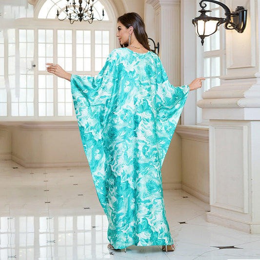 Silk Satin Holiday Beach Dress Loose Dress Women Sunscreen Robe Beach Cover Up