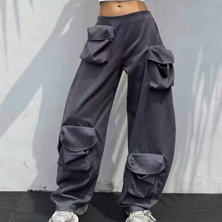 Personalized Cut Three Dimensional Pocket Overalls Casual Pants for Women