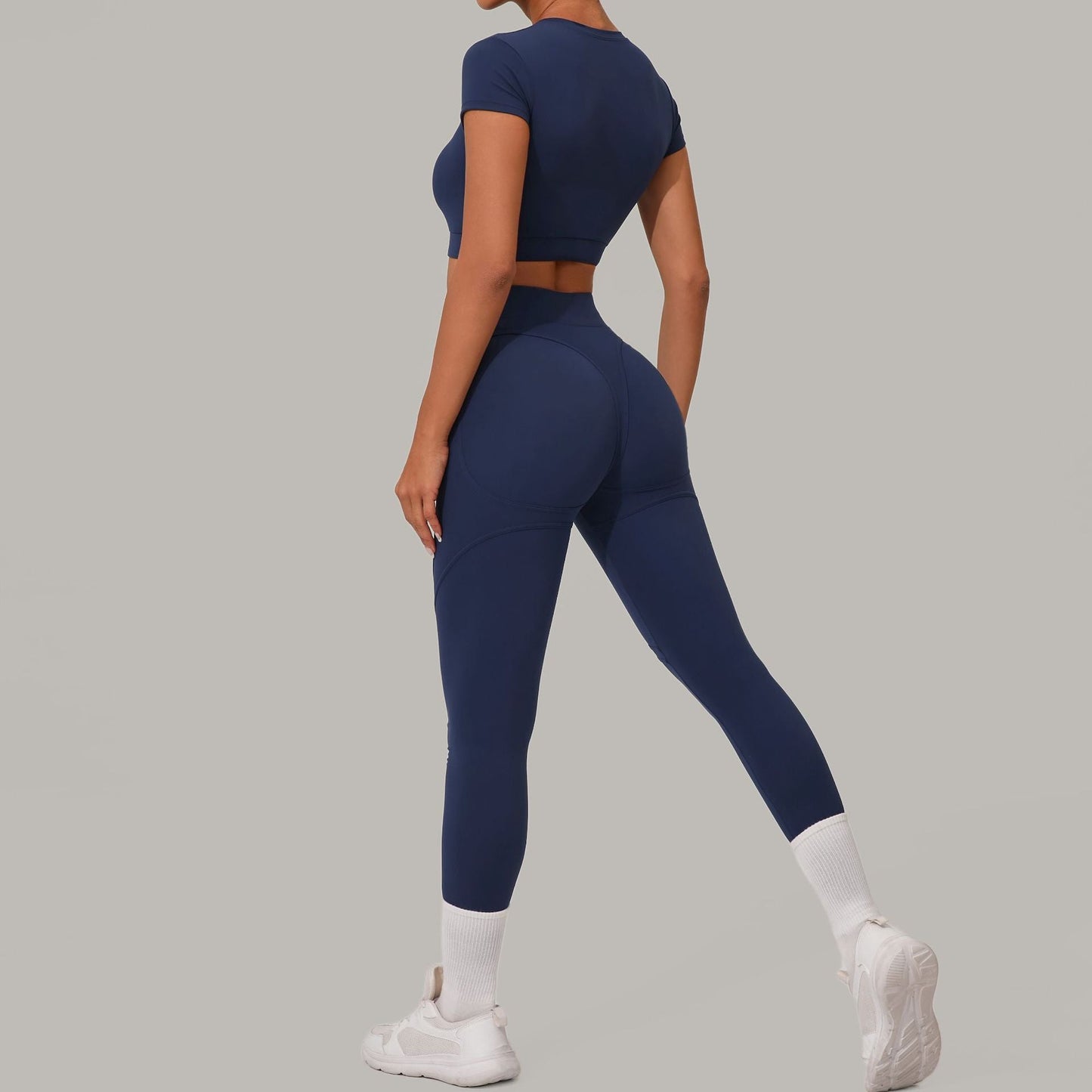 Autumn Sand Brushed Yoga Two Piece Sets Tight High Waist Hip Lifting Yoga Running Exercise Workout Outfit