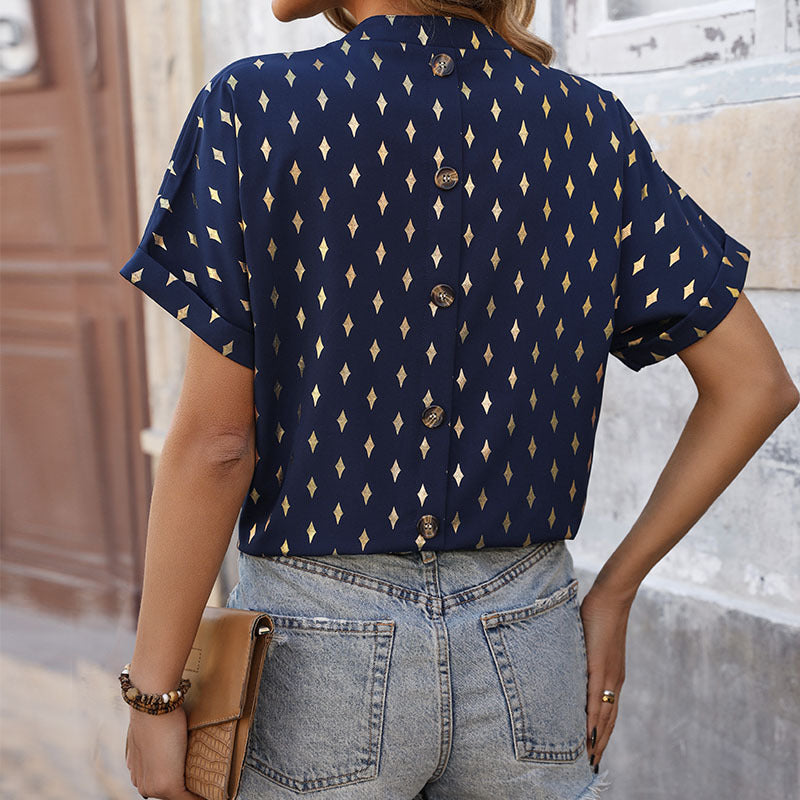 Summer Women Diamond Bronzing Shirt Women