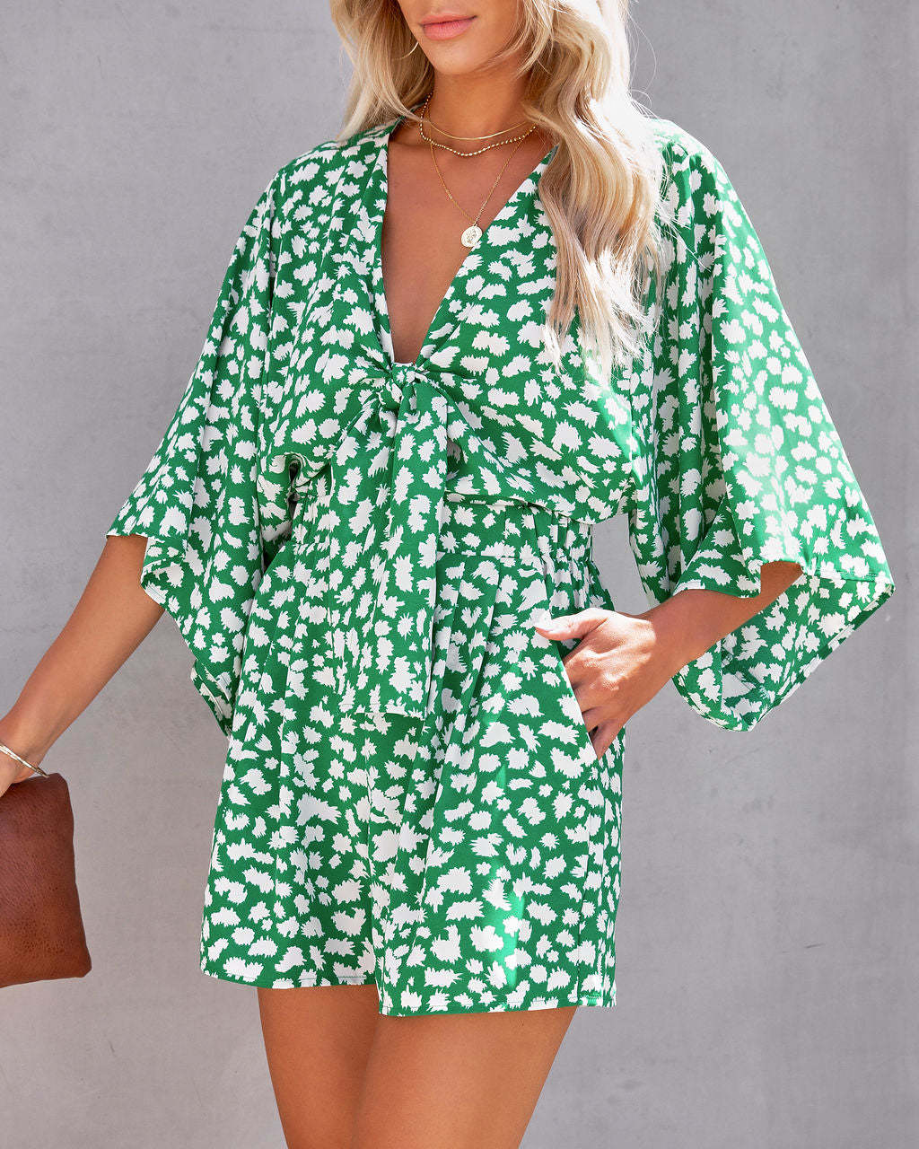 Spring Summer Sexy V neck Lace up Loose Jumpsuit Home Vacation Jumpsuit for Women