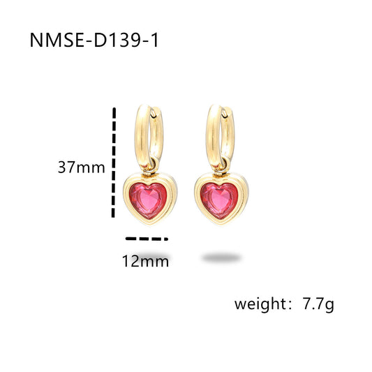 Love Titanium Steel Earrings Women Affordable Luxury Inlaid Color Diamond 18K Gold Stainless Steel Eardrop