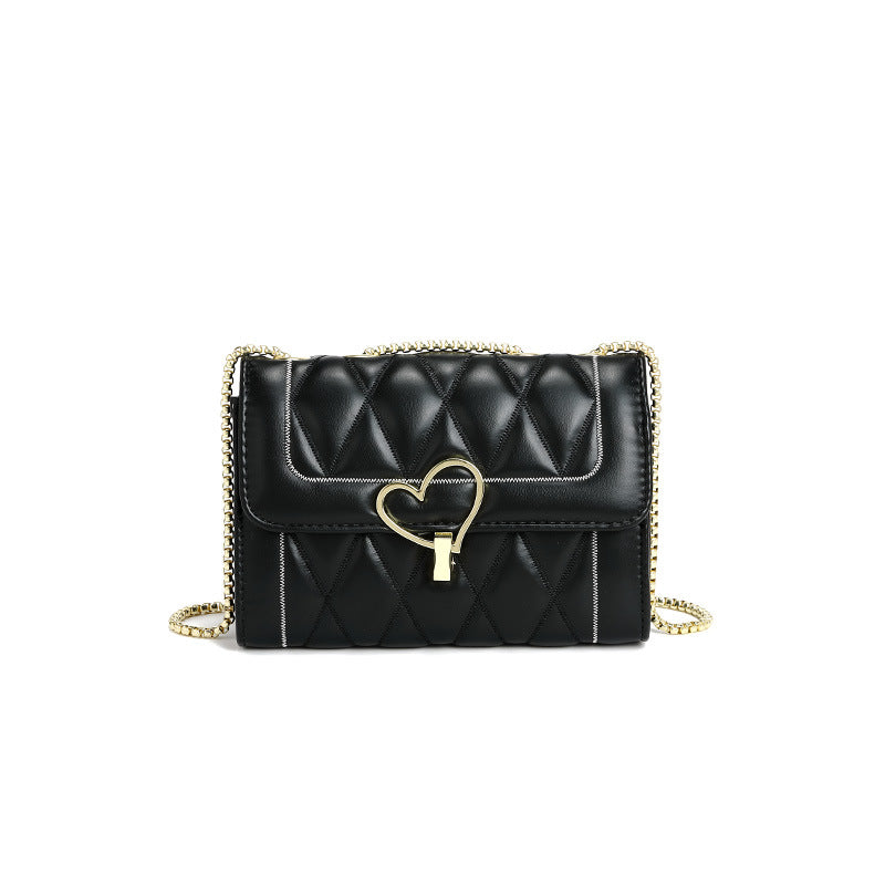 Chanel Bags Women Bag Winter Online Influencer Diamond Chain Metal Heart Shoulder Messenger Bag