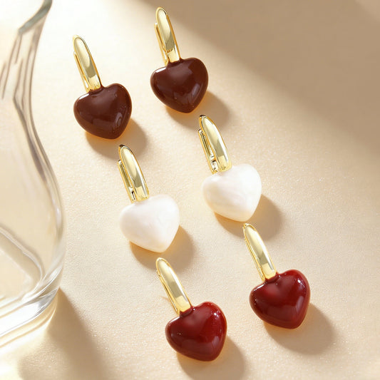 Elegant Heart Buckle Earrings Minimalist Niche Design