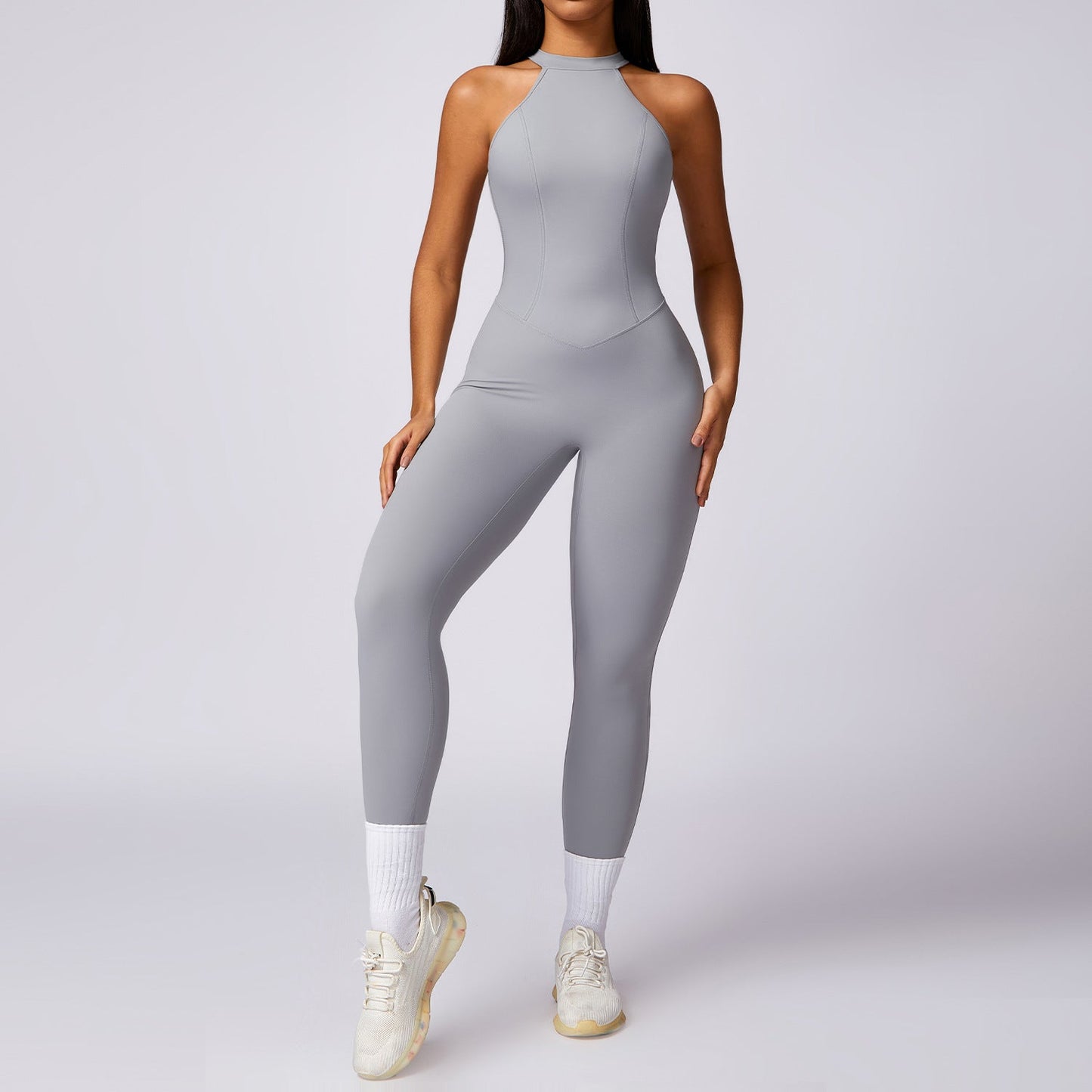 Sollinarry Peach Hip Raise Beauty Back Yoga Jumpsuit Women Outdoor Running Tight Sports Quick Drying Workout Clothes