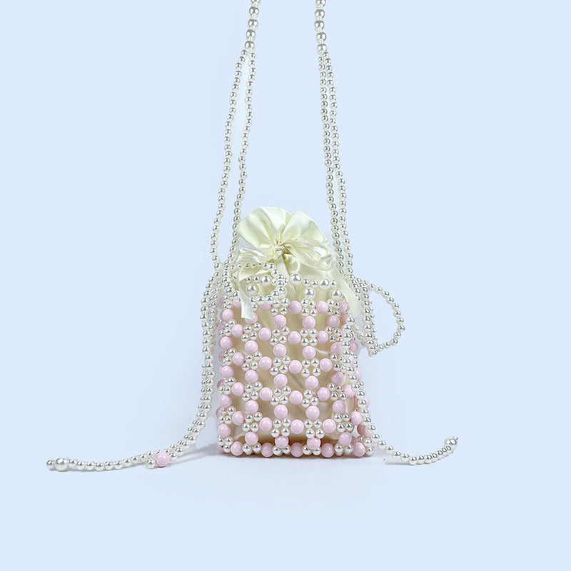 Hand Woven Artificial Pearl Bag Women Summer Retro Messenger Bag Finished Fairy Summer Mini Internet Celebrity Same