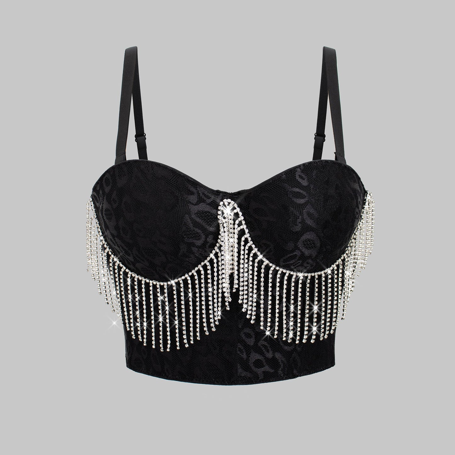 Sexy Belly Dance Costume Diamond Embedded Tassel Suspender Vest Outer Wear Slimming Boning Corset Wrapped Chest