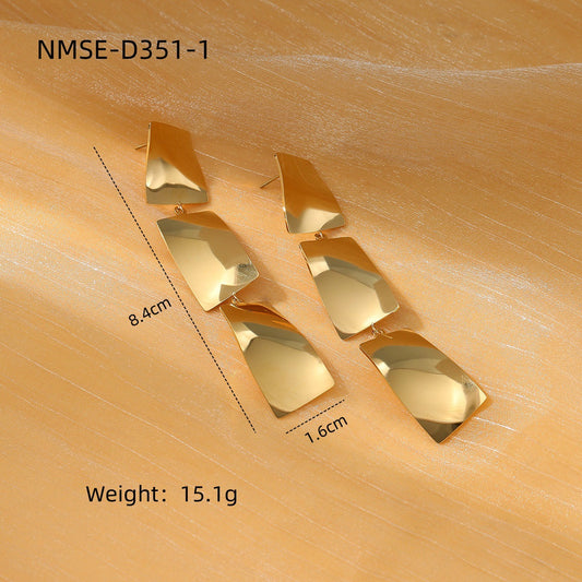 Arrival Exaggerated High Grade Irregular Asymmetric Titanium Steel Earrings Women Affordable Luxury Stainless Steel Tassel Earrings