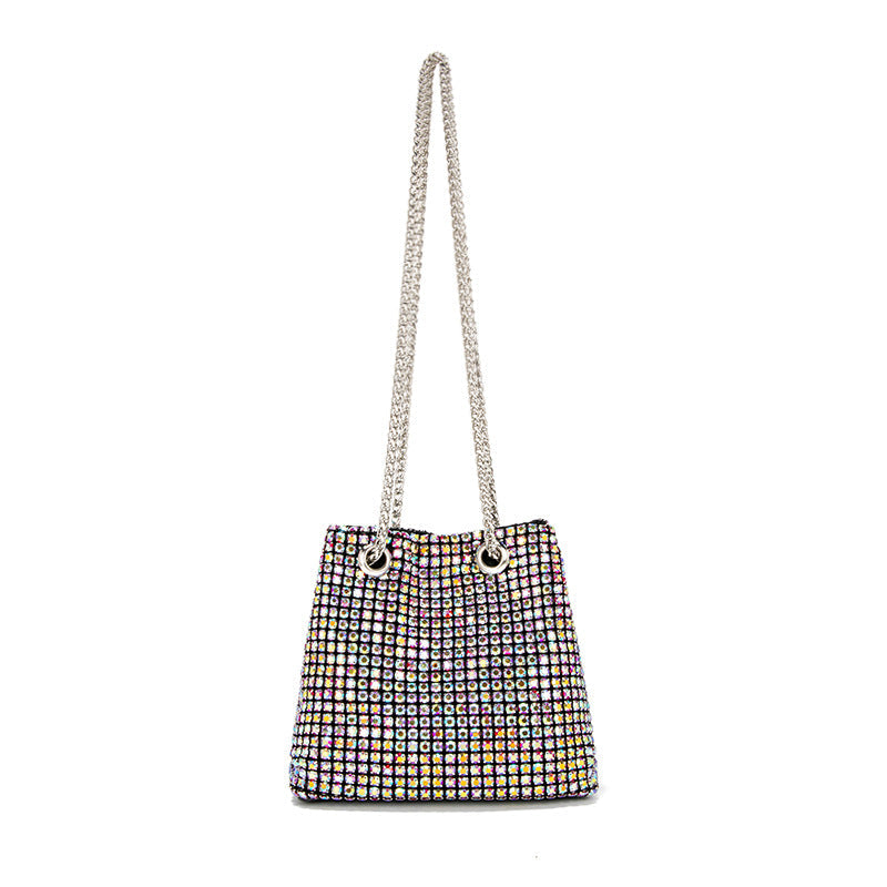 High Grade Rhinestone Western Chain Bag Design Bucket Bag Large Capacity Crossbody Bag Office Color Handbag Women