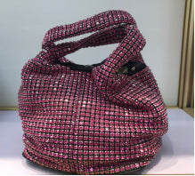 Women Bag Rhinestone Bucket Bag Portable Elegant Vegetable Basket Vest Messenger Bag