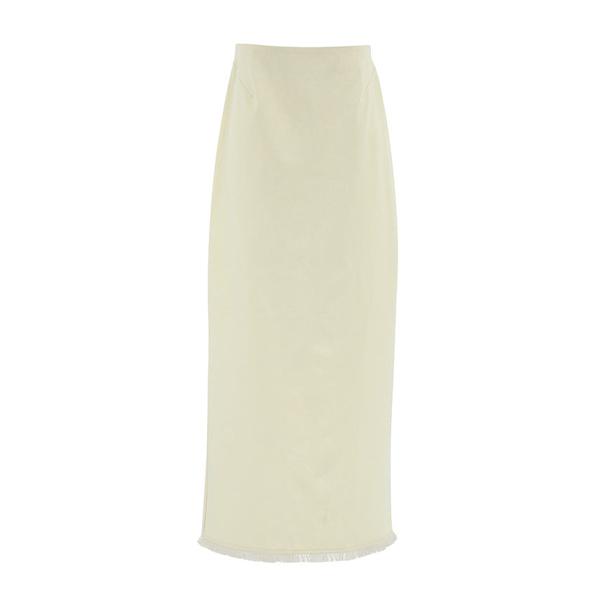 Autumn Winter High Waist Slit Slim Fitting Sheath Skirt Long Skirt for Women